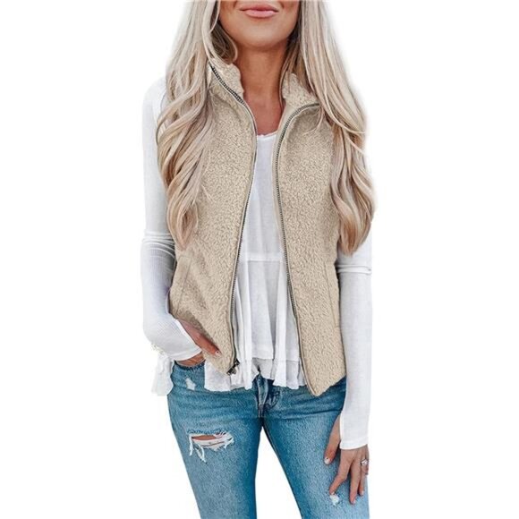 Jackets & Blazers - Womens Fuzzy Sherpa Fleece Lightweight Vest